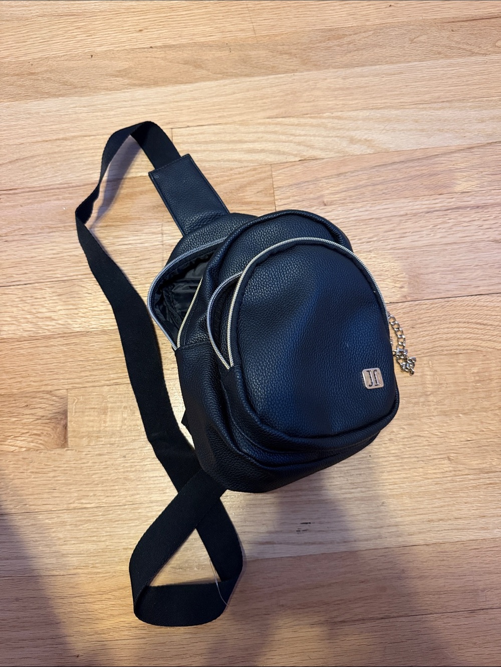 J. Jill Black Pebbled Leather Belt Bag with Gold Hardware